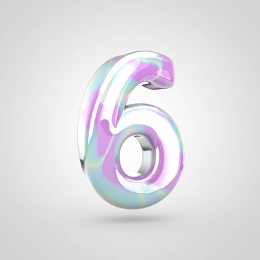 Tek boynuzlu at cilt numarası 6. 3d render parlak yazı tipi beyaz arka plan üzerinde izole.