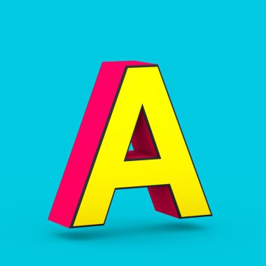 Süper kahraman kırmızı ve sarı mavi arka plan üzerinde izole bir büyük harf harf.