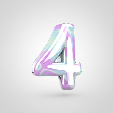 Tek boynuzlu at cilt numarası 4. 3d render parlak yazı tipi beyaz arka plan üzerinde izole.