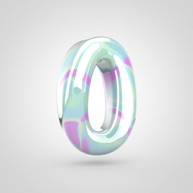 Tek boynuzlu at cilt numarası 0. 3d render parlak yazı tipi beyaz arka plan üzerinde izole.