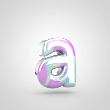 Tek boynuzlu at cilt mektup bir küçük. 3d render parlak yazı tipi beyaz arka plan üzerinde izole.