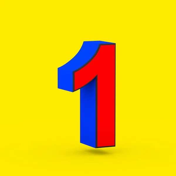 Superhero Number Render Stylized Retro Red Blue Font Isolated Yellow — Stock Photo, Image