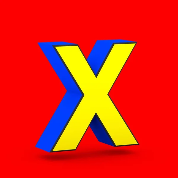 Superhero Letter Uppercase Render Stylized Retro Blue Yellow Font Isolated — Stock Photo, Image
