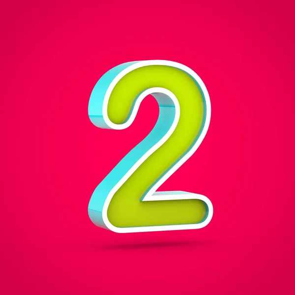 Juicy Number Render Colorful Lime Blue Font Isolated Hot Pink — Stock Photo, Image