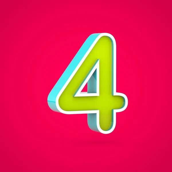 Juicy Number Render Colorful Lime Blue Font Isolated Hot Pink — Stock Photo, Image