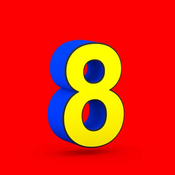 Superhero Number Render Stylized Retro Blue Yellow Font Isolated Red — Stock Photo, Image