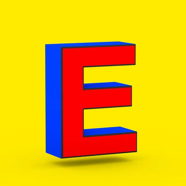 スーパー ヒーロー文字大文字 黄色の背景に分離された様式のレトロな赤と青フォントの レンダリング — ストック写真