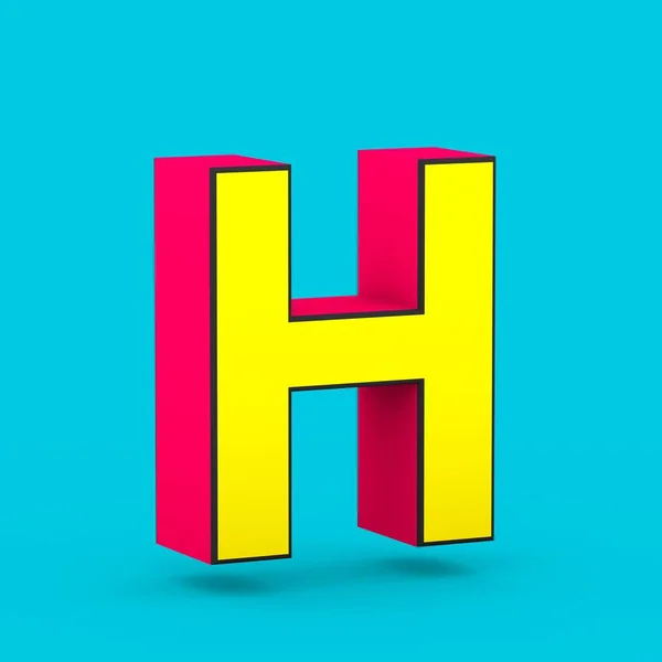 Szuperhős, piros és sárga levél H nagybetűs elszigetelt kék háttér. — Stock Fotó