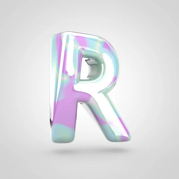 Unicorn Skin Letter Uppercase Render Glossy Font Isolated White Background — Stock Photo, Image