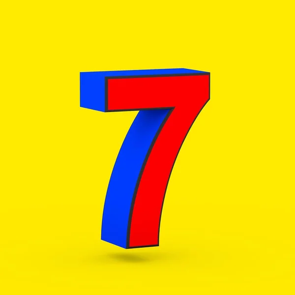 히어로 7입니다 양식된 복고풍 빨간색과 파란색 노란색 배경에 글꼴의 렌더링 — 스톡 사진