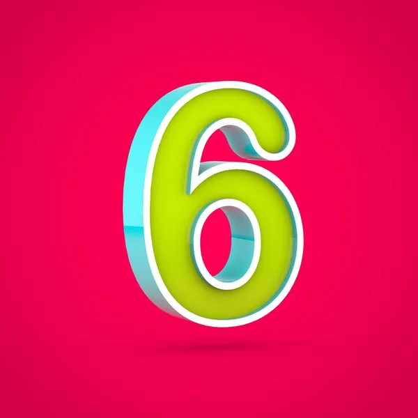 Juicy Number Render Colorful Lime Blue Font Isolated Hot Pink — Stock Photo, Image