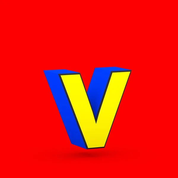 スーパー ヒーロー の文字の小文字 様式化されたレトロな青と黄色のフォントを赤色の背景に分離の レンダリング — ストック写真
