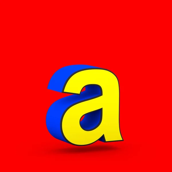 Superhero Letter Lowercase Render Stylized Retro Blue Yellow Font Isolated — Stock Photo, Image