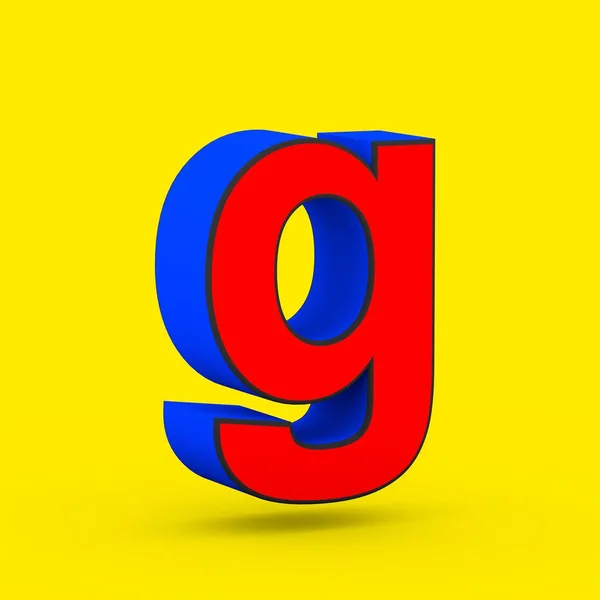 超级英雄字母 渲染在黄色背景下被隔离的样式化复古红色和蓝色字体 — 图库照片
