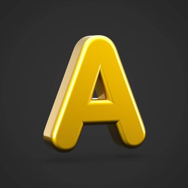 Altın bir büyük harf harf. siyah arka plan üzerine izole altın doku ile 3D render yazı tipi.