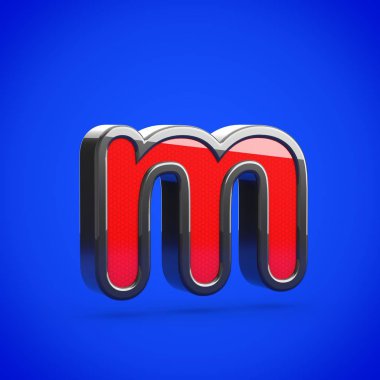 Süper kahraman a harfi küçük. 3D render mavi arka plan üzerinde izole stilize retro kırmızı ve siyah parlak yazı tipi.