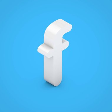 Beyaz F harfi küçük. üzerinde mavi arka plan izole 3d render beyaz parlak izometrik yazı tipi.
