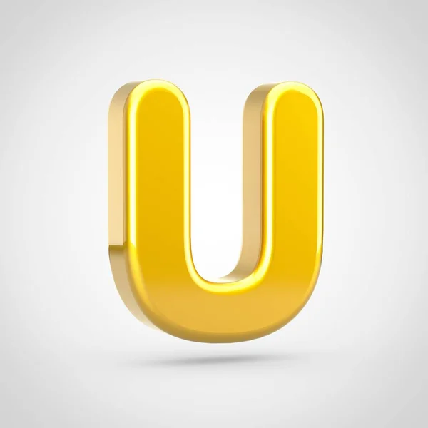 Golden Letter Uppercase Render Font Gold Texture Isolated White Background — Stock Photo, Image