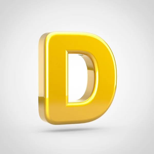 Golden Letter Uppercase Render Font Gold Texture Isolated White Background — Stock Photo, Image