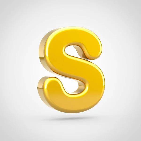 Golden Letter Uppercase Render Font Gold Texture Isolated White Background — Stock Photo, Image