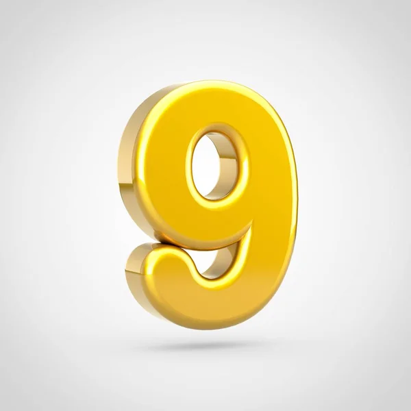 Golden Number Render Font Gold Texture Isolated White Background — Stock Photo, Image
