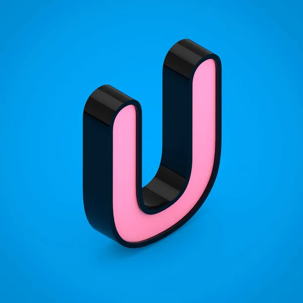 Black Letter Uppercase Pink Neon Light Render Isometric Font Isolated — Stock Photo, Image