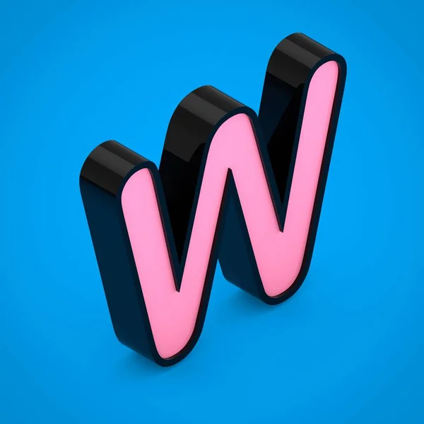 Zwarte Letter Hoofdletters Met Roze Neon Licht Render Isometrische Lettertype — Stockfoto