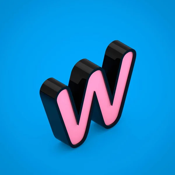 Zwarte Letter Kleine Letters Met Roze Neon Licht Render Isometrische — Stockfoto