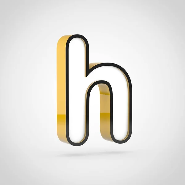 Golden Letter Lowercase White Face Black Outline Render Font Isolated — Stock Photo, Image
