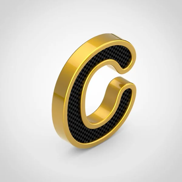 Golden Letter Uppercase Black Carbon Fiber Face Texture Rendering Isometric — Stock Photo, Image