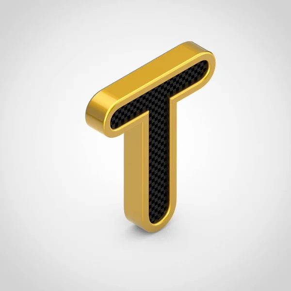 Golden Letter Uppercase Black Carbon Fiber Face Texture Rendering Isometric — Stock Photo, Image