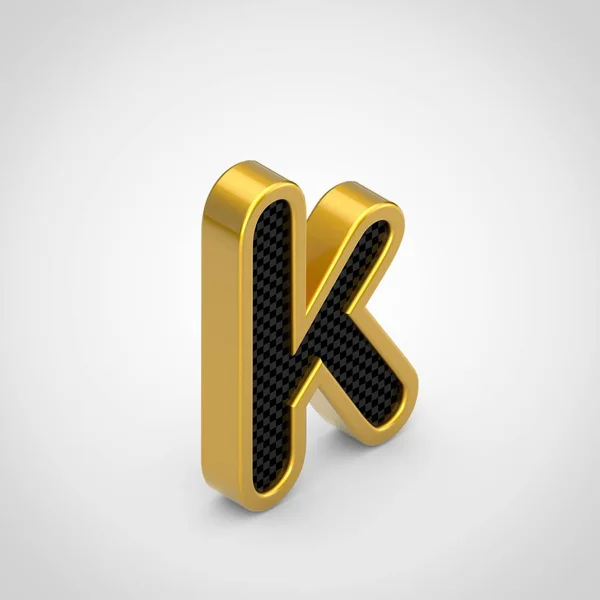 Goldenen Buchstaben Kleinbuchstaben Mit Schwarzer Kohlefaser Gesicht Textur Rendering Isometrische — Stockfoto