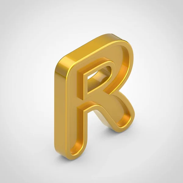 Gouden Letter Hoofdletters Rendering Isometrische Reliëf Lettertype Geïsoleerd Witte Achtergrond — Stockfoto