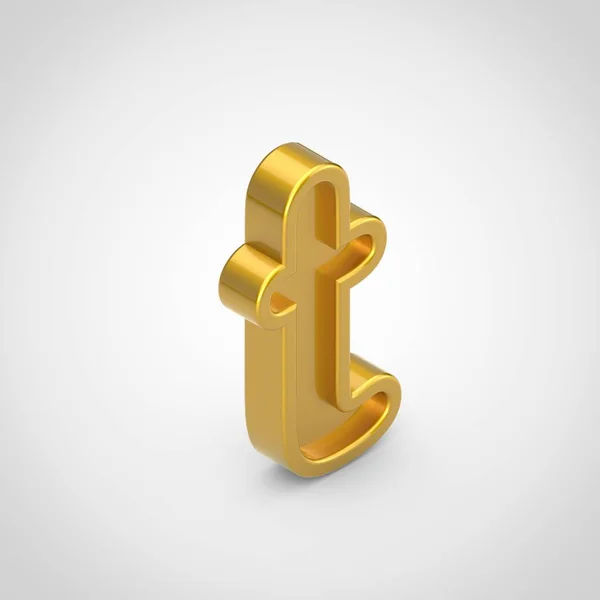 Golden Letter Lowercase Rendering Isometric Embossed Font Isolated White Background — Stock Photo, Image