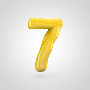 Sarı hamuru numarası beyaz arka plan üzerinde izole 7