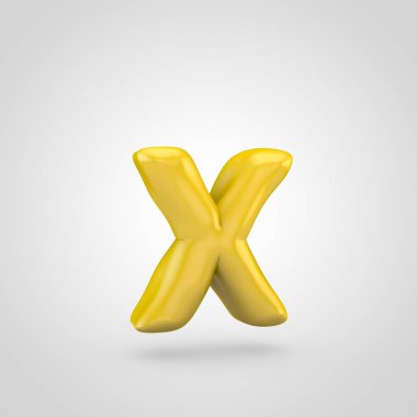 Beyaz arka plan üzerinde izole sarı hamuru X harfi küçük