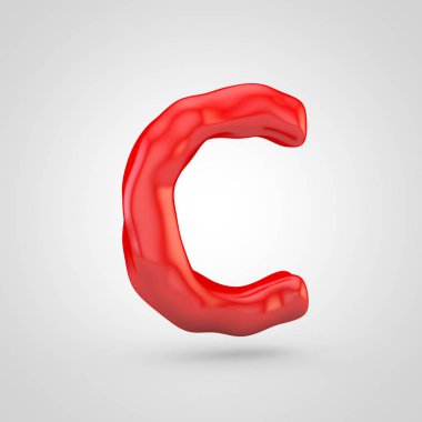Kırmızı hamuru mektup beyaz arka plan üzerinde izole C