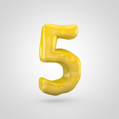 5 beyaz arka plan üzerinde izole sarı hamuru sayısı