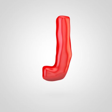 Kırmızı hamuru beyaz arka plan üzerinde izole J harfi