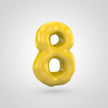Sarı hamuru sayı 8 beyaz arka plan üzerinde izole