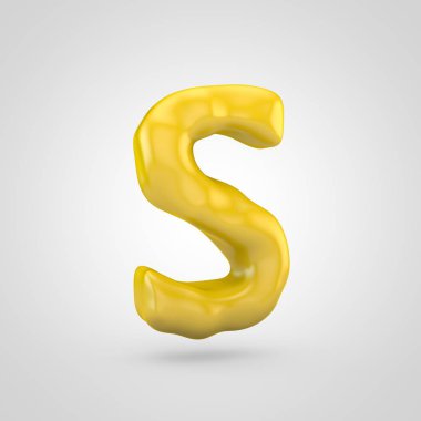 Beyaz arka plan üzerinde izole sarı hamuru harf büyük harf S