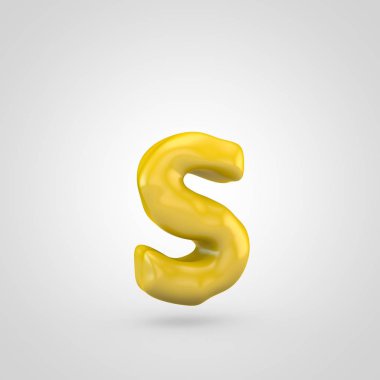 Beyaz arka plan üzerinde izole sarı hamuru S harfi küçük