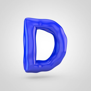 Hamuru mektup D büyük beyaz arka plan üzerinde izole mavi