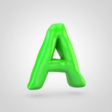 Bir büyük beyaz arka plan üzerinde izole yeşil hamuru mektup