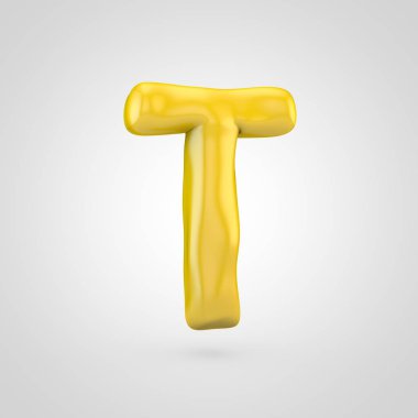 Beyaz arka plan üzerinde izole sarı hamuru harf büyük harf T