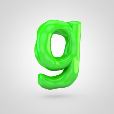 Yeşil hamuru G harfi küçük beyaz arka plan üzerinde izole