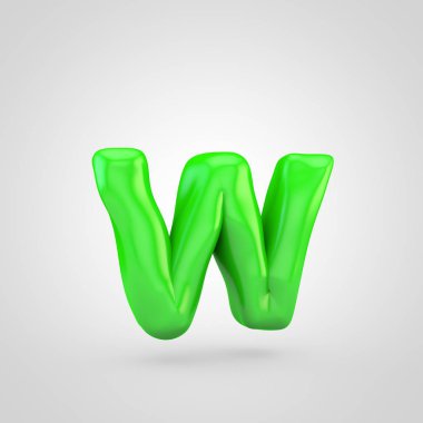 Yeşil hamuru mektup W küçük beyaz arka plan üzerinde izole