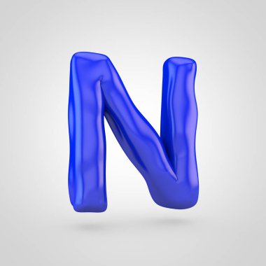 Hamuru harf N büyük beyaz arka plan üzerinde izole mavi