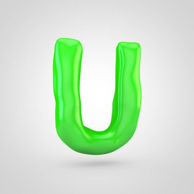 Beyaz arka plan üzerinde izole yeşil hamuru harf büyük harf U