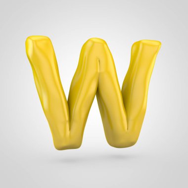 Beyaz arka plan üzerinde izole sarı hamuru harf büyük harf W